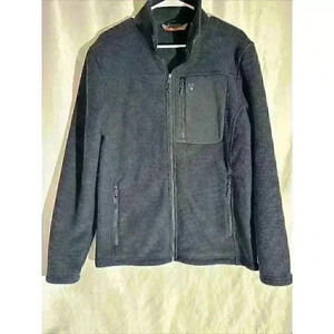 Free Country Fleece Men's Small Dark Navy-Blue Sweater Jacket Full Zip 3 Pockets